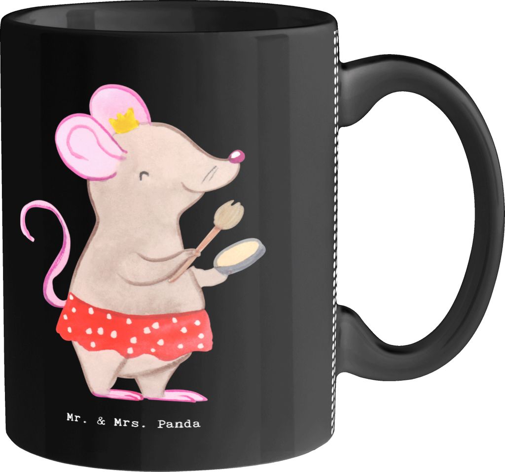 Mr. & Mrs. Panda Teetasse Kosmetikerin Herz - Schwarz - Geschenk, Kosmetikstudio, Becher, Make Up, Ausbildung, Kaffeetasse, Beauty Salon, Wellness,...