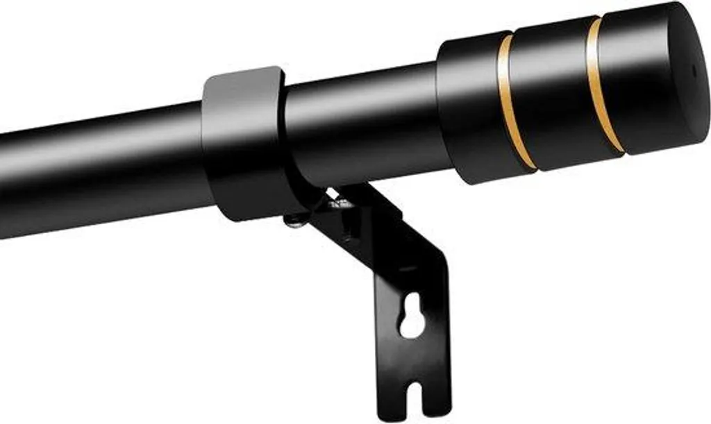 Tringle à rideaux noire 25 mm en acier inoxydable ajustable 67-183 cm