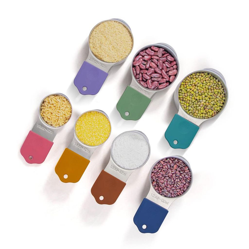 Magnetisches Messbecher Set, 7 robuste Edelstahl Messbecher für trockene und flüssige Zutaten, perfekt für die Küche
