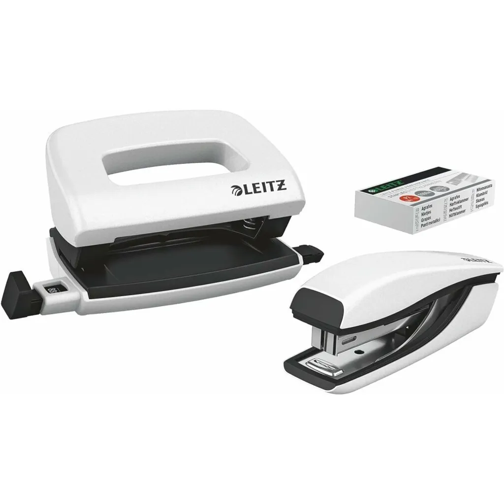 Petit Perforateur 2 Trous Leitz pour Scolaire et Télétravail Blanc