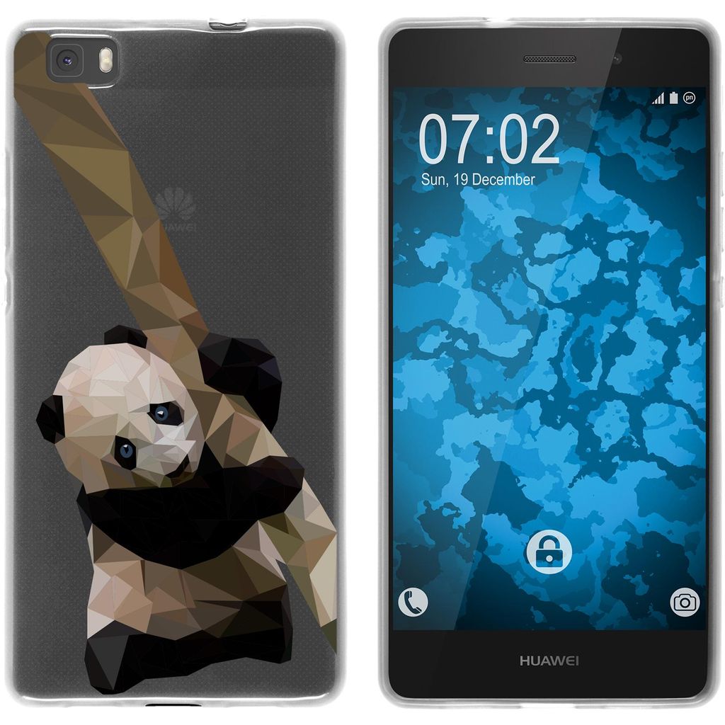 PhoneNatic Case kompatibel mit Huawei P8 Lite 2015 (1.Gen.) Silikon-Hülle Vektor Tiere Panda M4