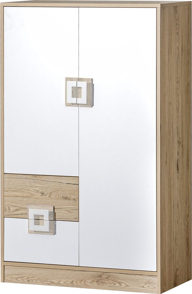 Minio, Kommode 80 cm, "Nimes", Eiche hell / weiß Farbe
