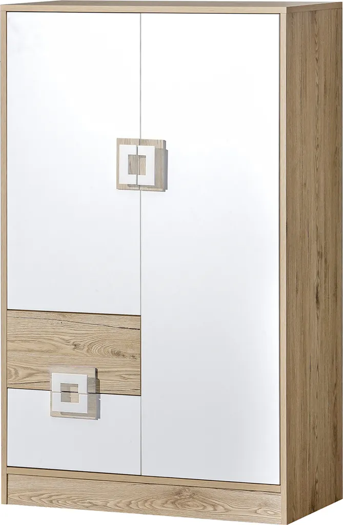 Commode Nimes chêne clair et blanc 80 cm - Finition bois naturelle