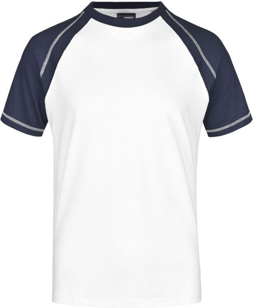T-Shirt in sportlicher, zweifarbiger Optik white/navy, Gr. 3XL