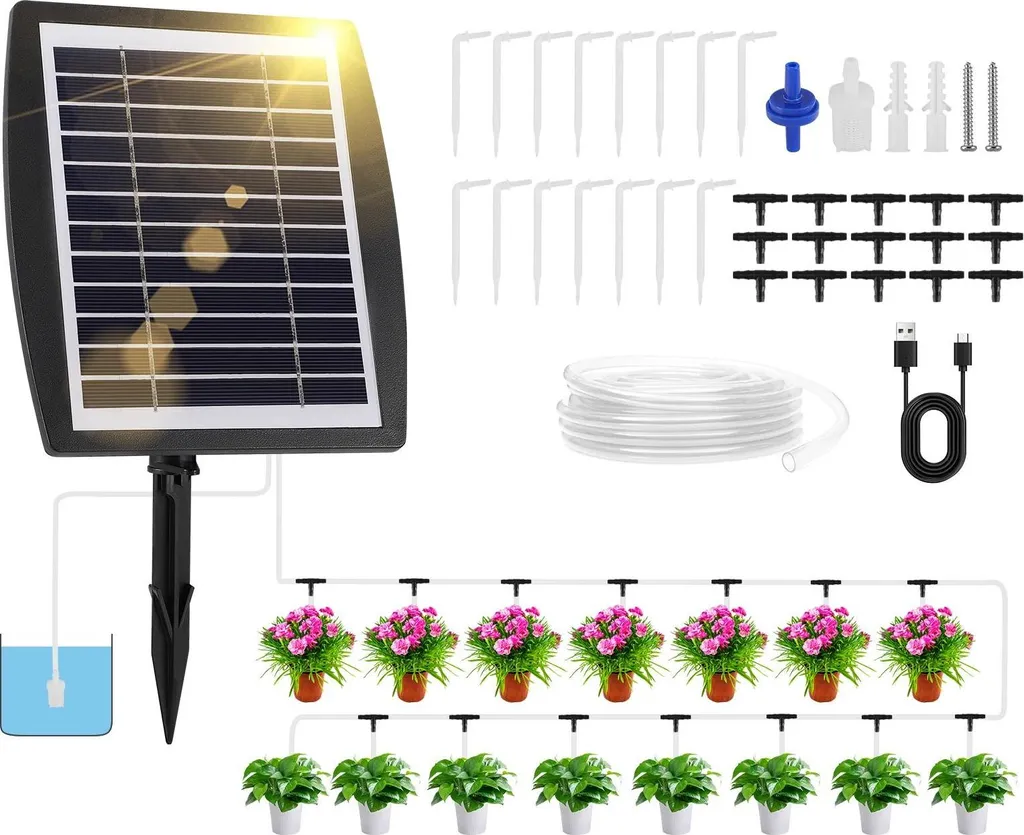 Arrosage automatique solaire avec programmateur intégré pour pots et bacs