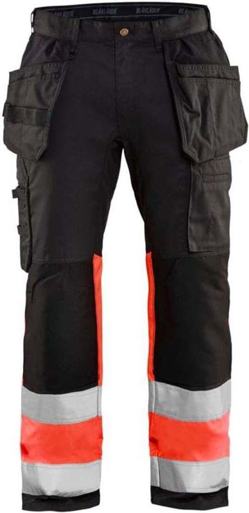 Blakläder High Vis Arbeitshose mit Stretch 1558, Farbe:Schwarz/High Vis Rot, Größe:C52