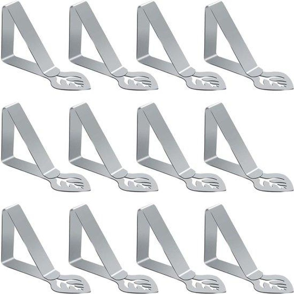 Tafelkleedklemmen aus Edelstahl - 12er Set - für Heimfeiern, Picknicks, Restaurants, Hochzeiten, Buffets, Dinners