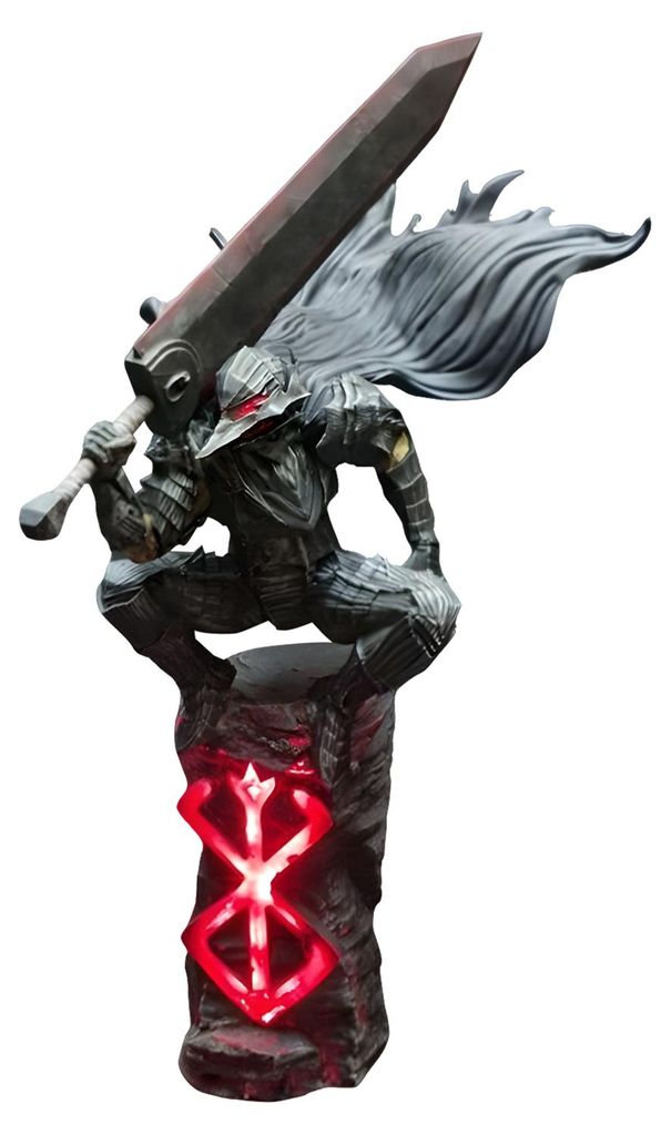 Schwertkämpfer-Figur mit Waffe, Tischstatue mit integrierter LED-Beleuchtung, Anime-Figur aus Kunstharz, Sammlerstück für die Schreibtischdekora...