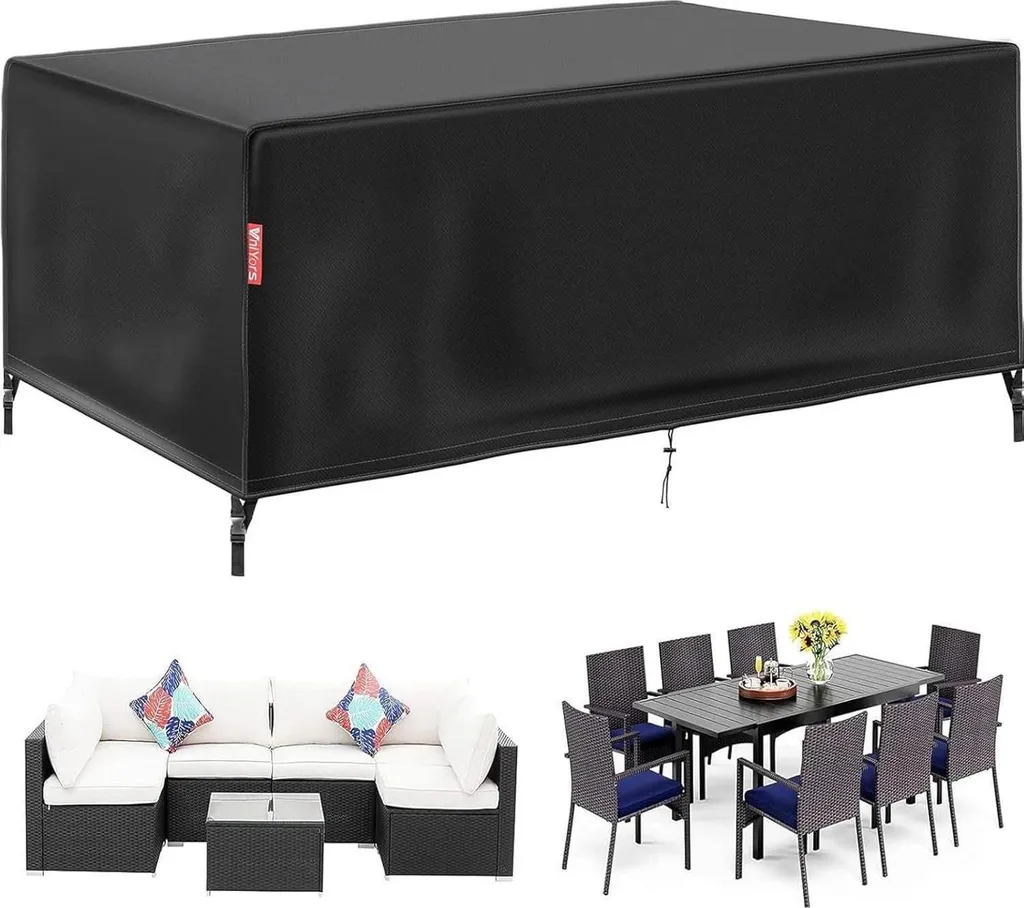 Bâche Salon de Jardin 420D Imperméable Noire 170x96x70CM Haute Qualité