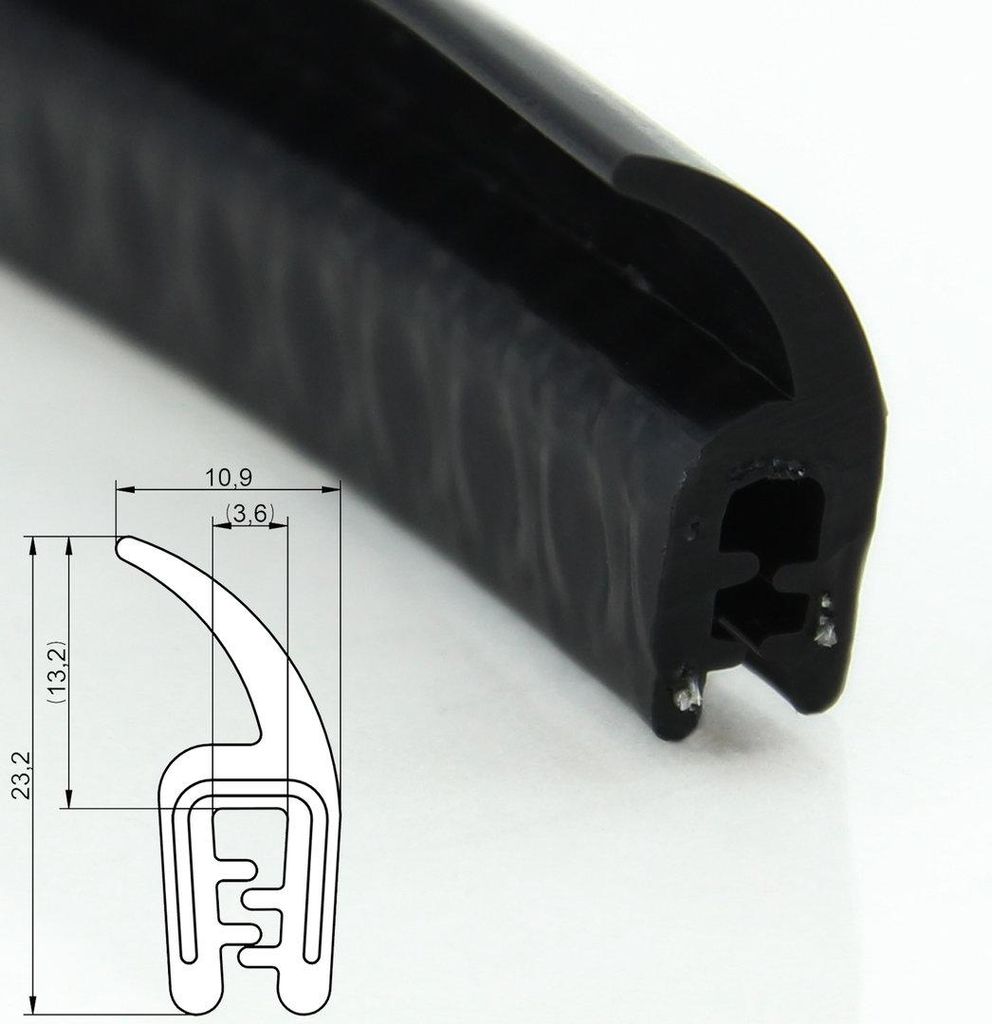 DF3-SIL - Silikon Kantenschutz Dichtungs Profil Gummi Dichtung als Fahne - Klemmbereich 1 - 2,5 mm