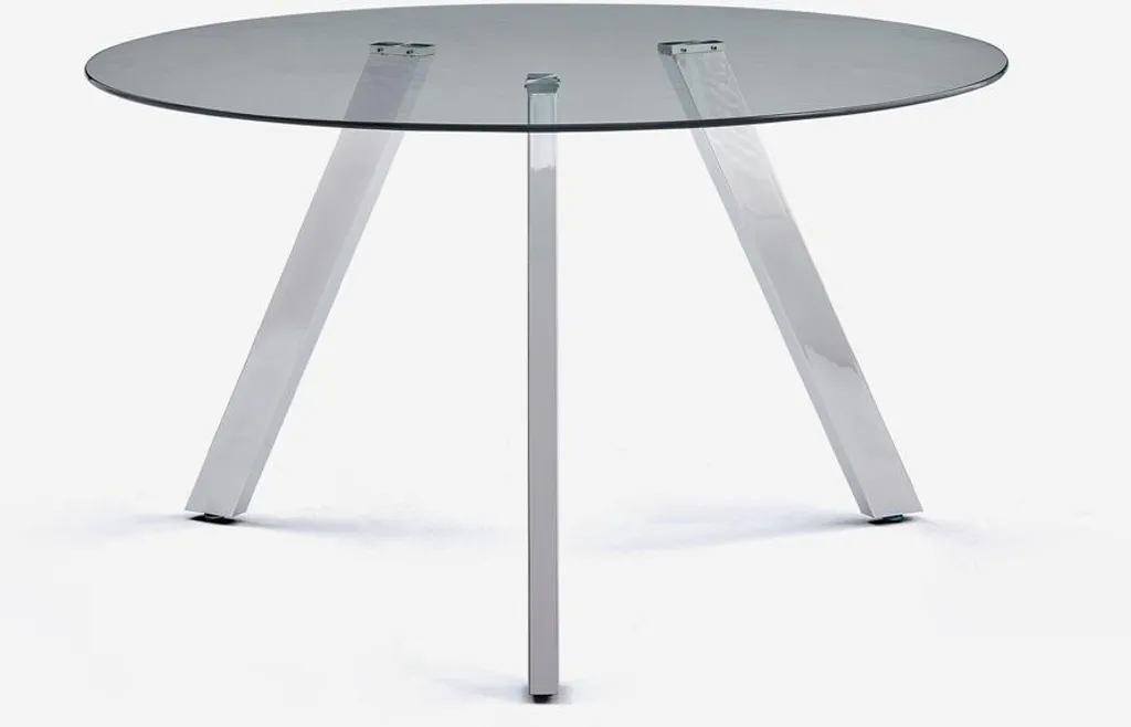 Table ronde Orun 130cm en verre et métal noir avec pied central design