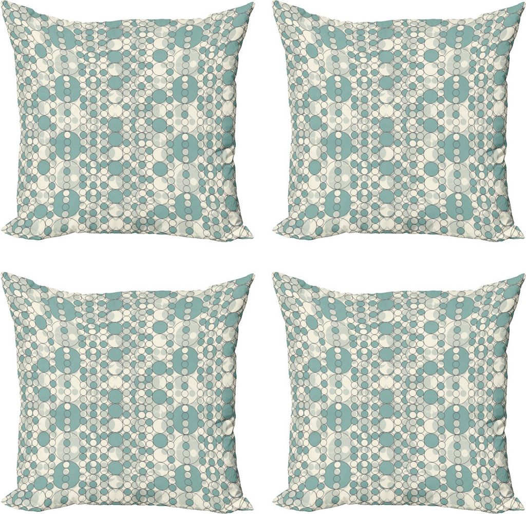 ABAKUHAUS Geometrisch Kissenbezug Set (4 Stück), Pale tonte Lattice, Moderner Doppelseitiger Digitaldruck, 40 cm x 40 cm, Pale Teal Beige