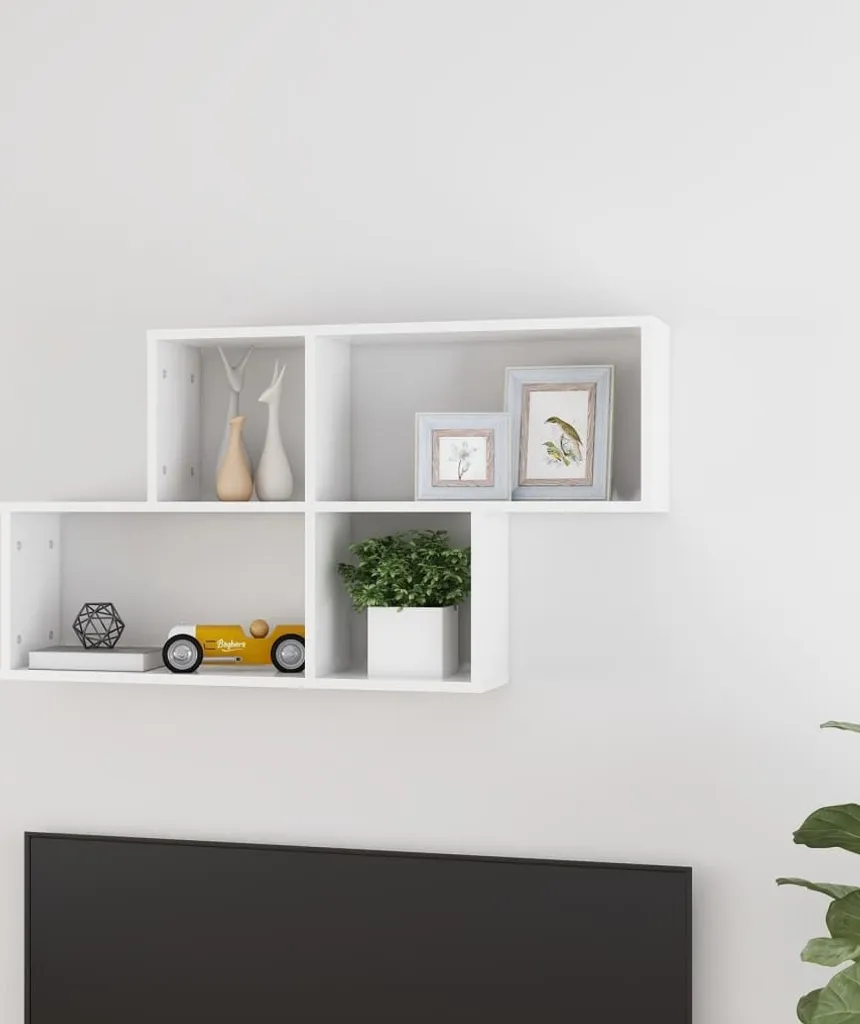 Maison Exclusive Mensola Lignea Bianco Lucido 100x18x53cm Robusta