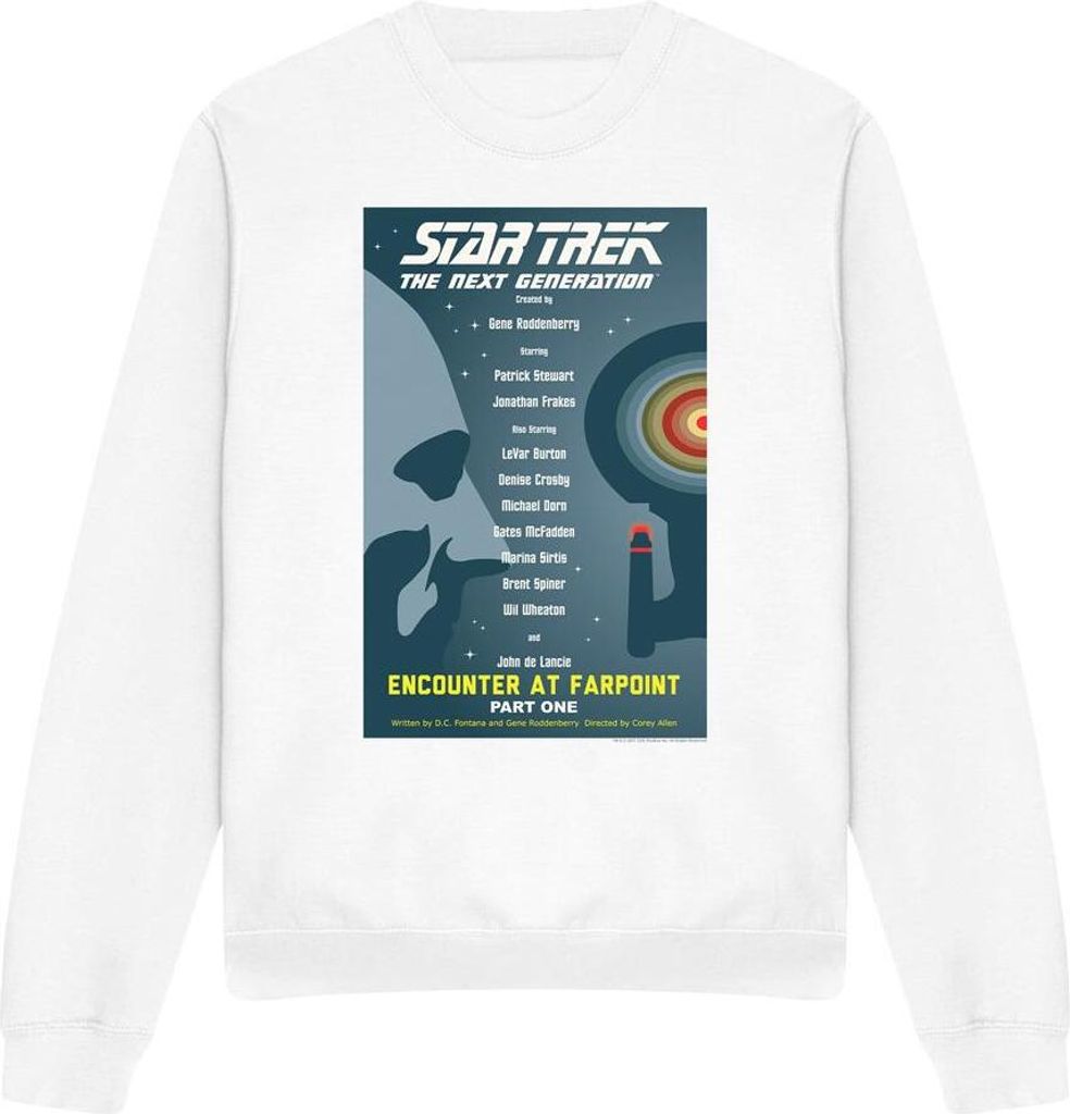 Star Trek - "The Next Generation Season 1 Episode 1" Sweatshirt für Herren/Damen Uni TV11667 (XXL) (Weiß)