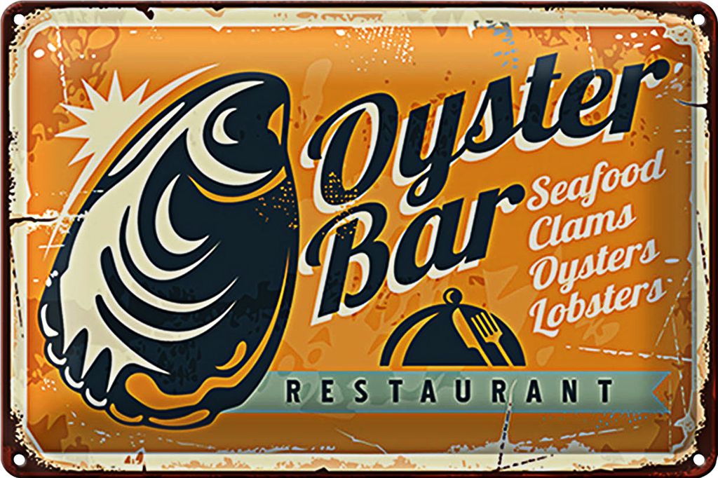 Blechschild Oyster Bar 18x12cm Seafood Restaurant