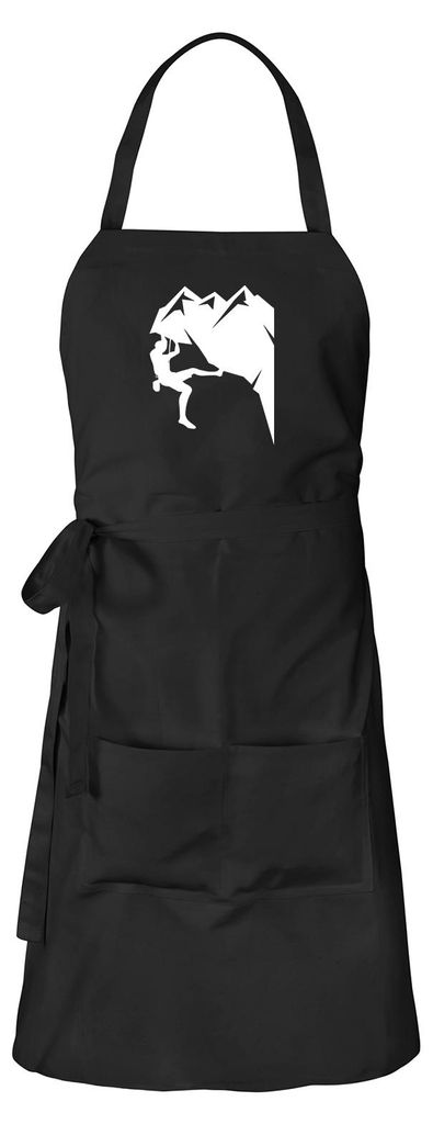 Huuraa Schürze Klettern Silhouette Schwarz mit Taschen Baumwolle Kochschürze Geschenkidee