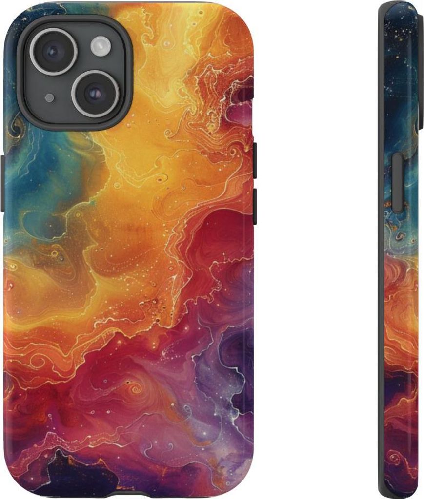 Bunte kosmische Nebelkunst – Hülle Kompatibel mit iPhone 15