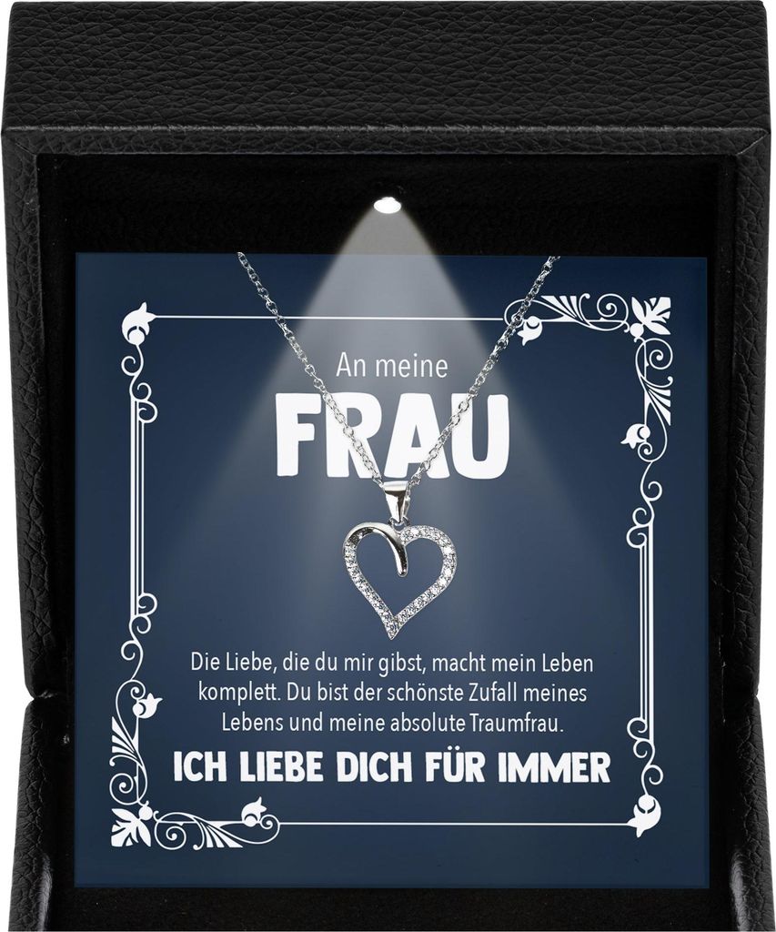 22Feels Ehefrau Geschenk Hochzeitstag Frauen Schmuck - Silber 925/000 Herz Halskette Damen - Ich Liebe Dich Schatz Valentinstag Geburtstag Weihnach...