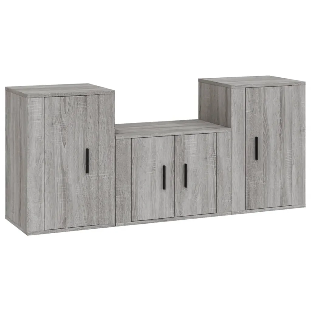 vidaXL Set di mobili TV 3 pezzi in legno grigio Sonoma