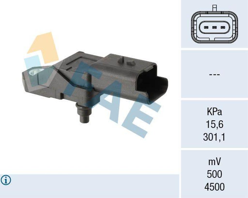 FAE 15270 Saugrohrdrucksensor OE 9675320480 kompatibel mit Partner, 5008, 308, 3008, 208, 2008, C4, DS4, DS3, C3, Berlingo