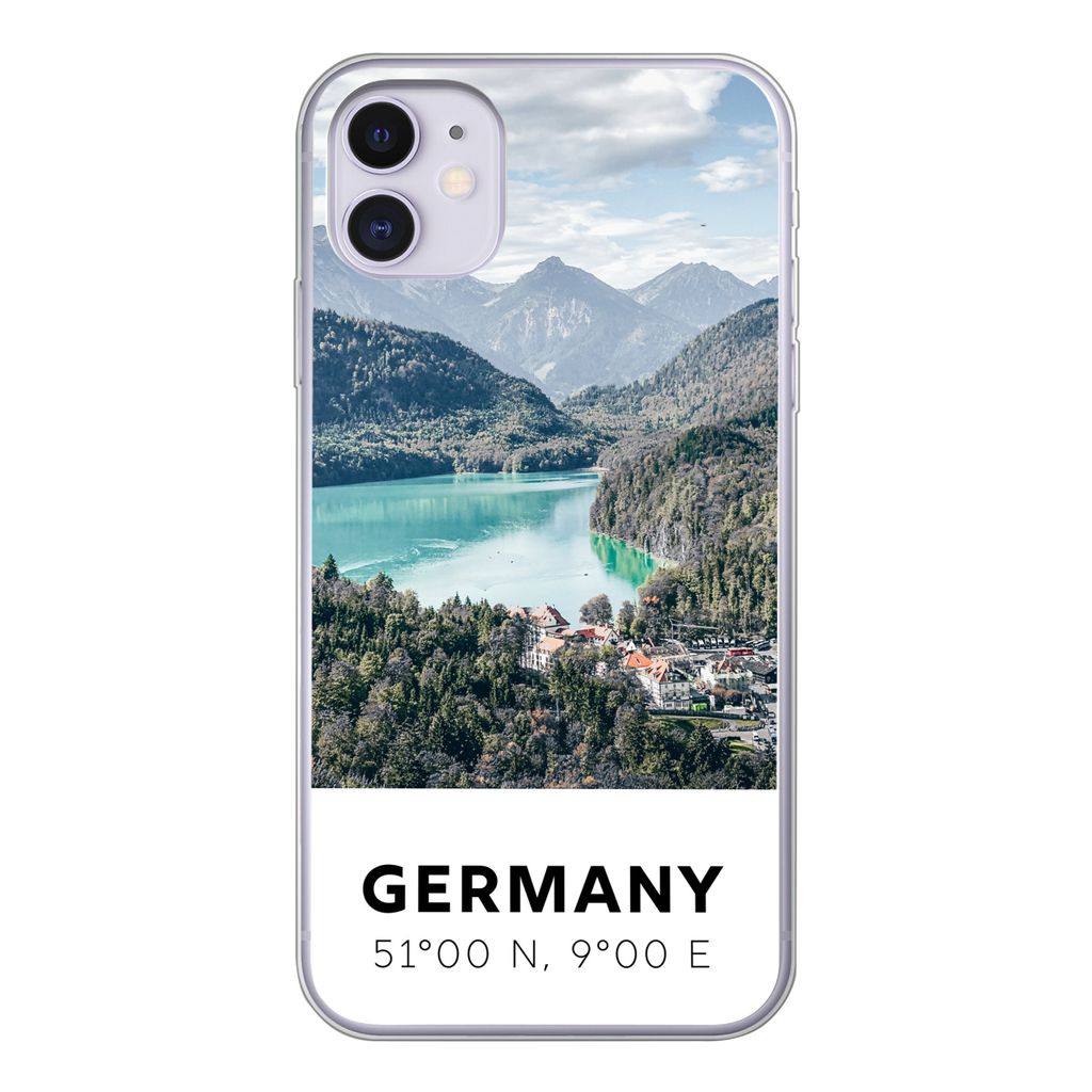 MuchoWow Handyhülle Schutzhülle Hülle für iPhone 11 Deutschland - Bergen - Meer Silikon Softcase Handy Hülle - Handytasche