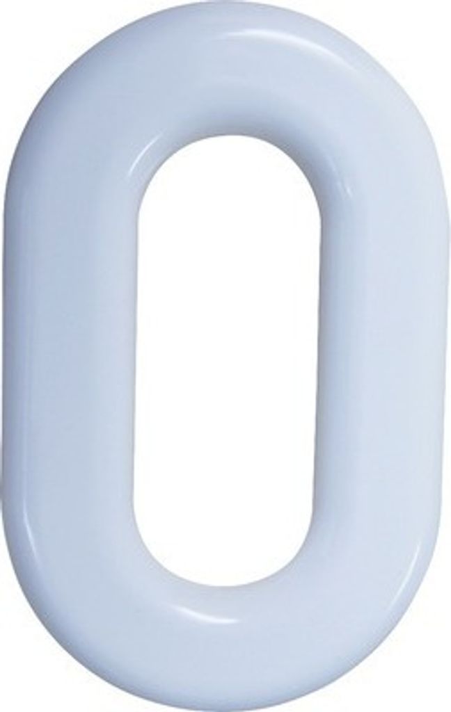 Hausnummer 0 aus weißem Nylon, 160 mm Höhe, einfache Produktbild 