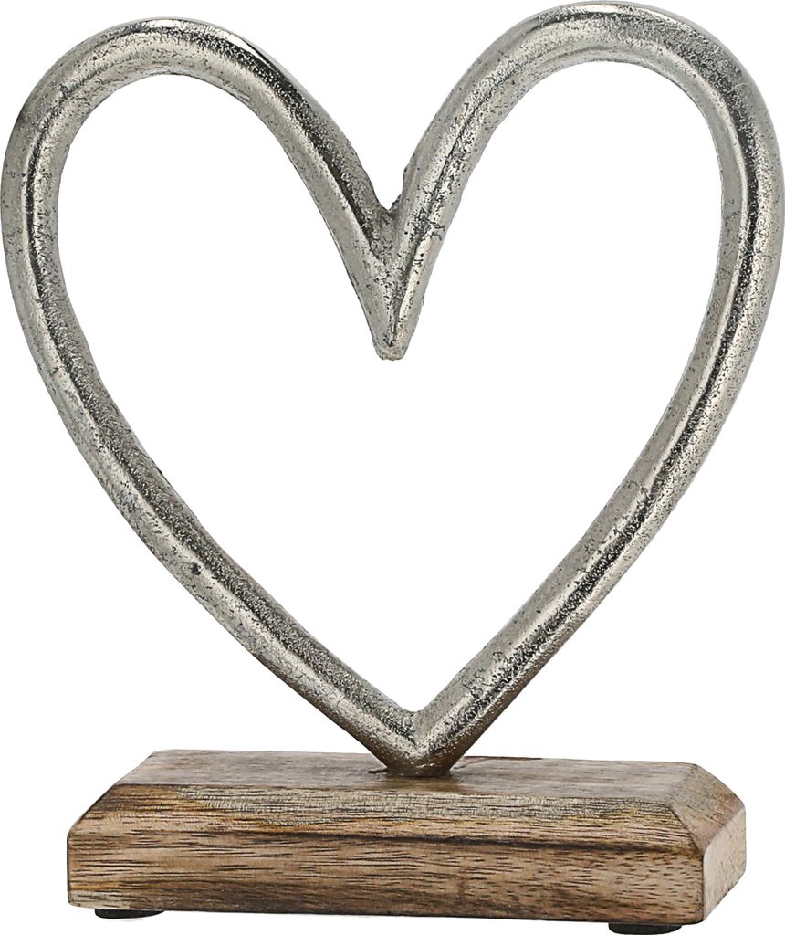 Aufsteller Deko Herz silber Hochzeit Aluminium Holz Produktbild 