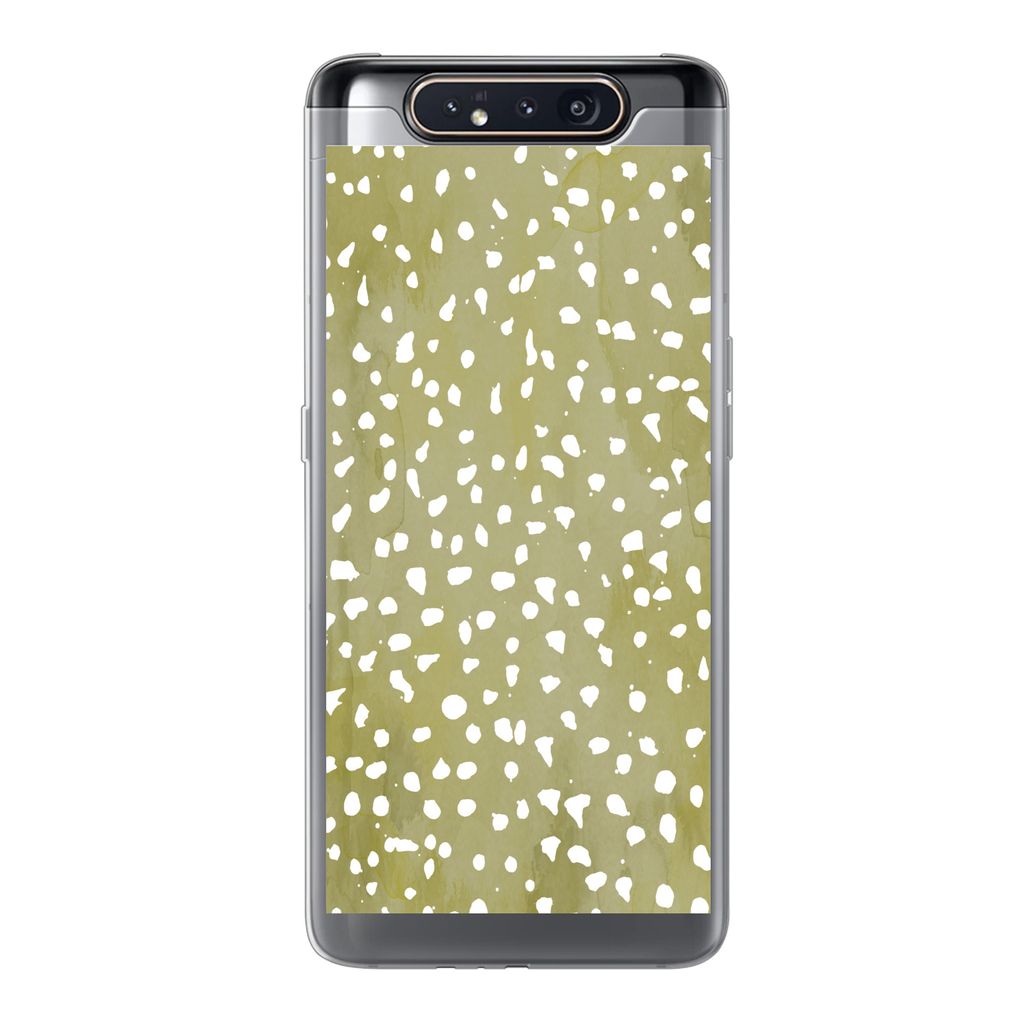 MuchoWow Handyhülle Schutzhülle Hülle für Samsung Galaxy A80 Polka dots - Weiß - Grün Silikon Softcase Handy Hülle - Schutzdeckel