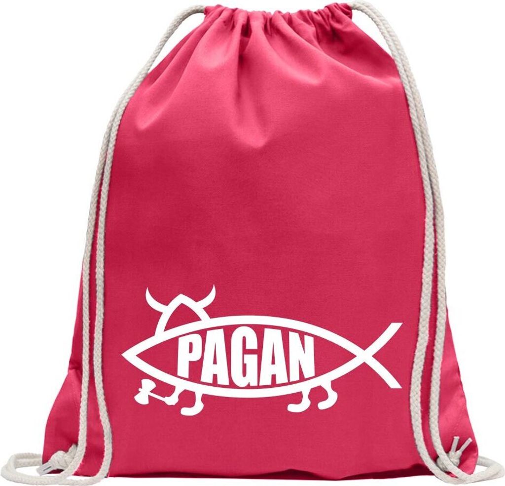 Kiwistar - Turnbeutel - pink - Pagan Fisch - Fun Rucksack Sport Beutel Gymsack Baumwolle mit Ziehgurt