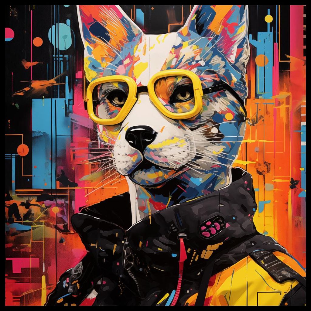Plakat 60x60cm Katze im Urbanen Stil