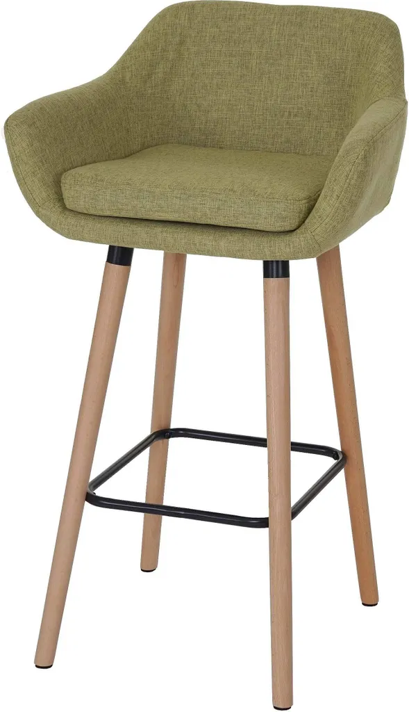 Malmö T381 Sgabello Nordico Verde Chiaro Tessuto Legno Massiccio