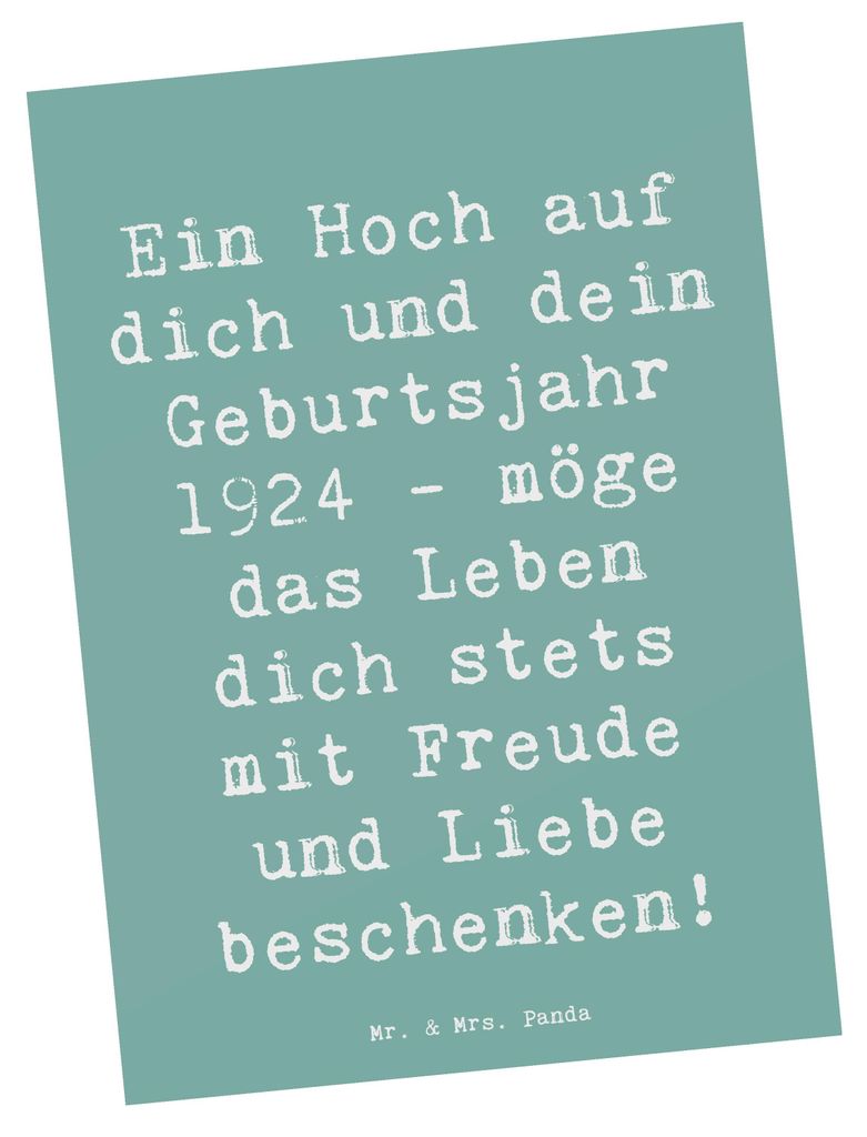 Mr. & Mrs. Panda Postkarte Spruch 1924 Geburtstag - Meeresbrise - Geschenk, besondere Erinnerung, Happy Birthday, Glückwunsch, liebevolle Geschenk...