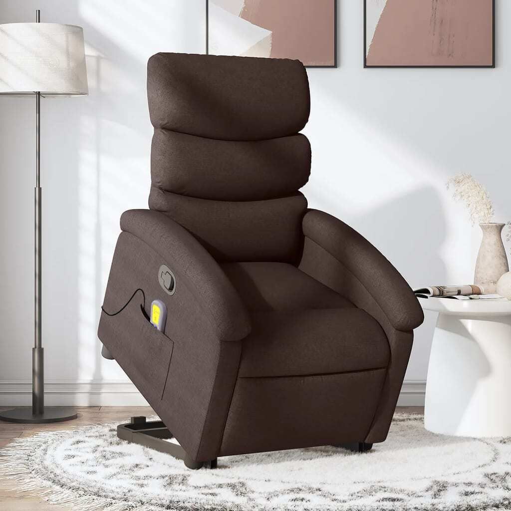 Cloris DesignMöbel Massagesessel mit Aufstehhilfe Dunkelbraun Stoff , Klassische Sessel 2024 Neu