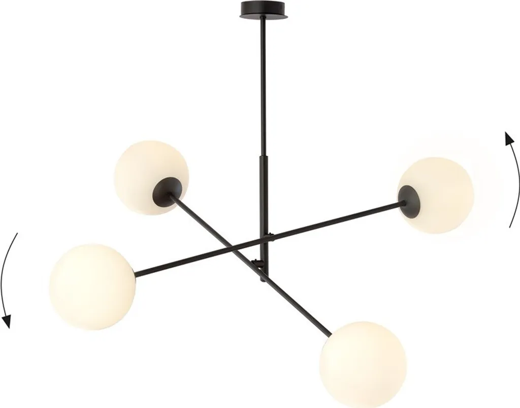 Lustre pour Table à Manger Noir 4 Lumières LINEAR - Éclairage Design