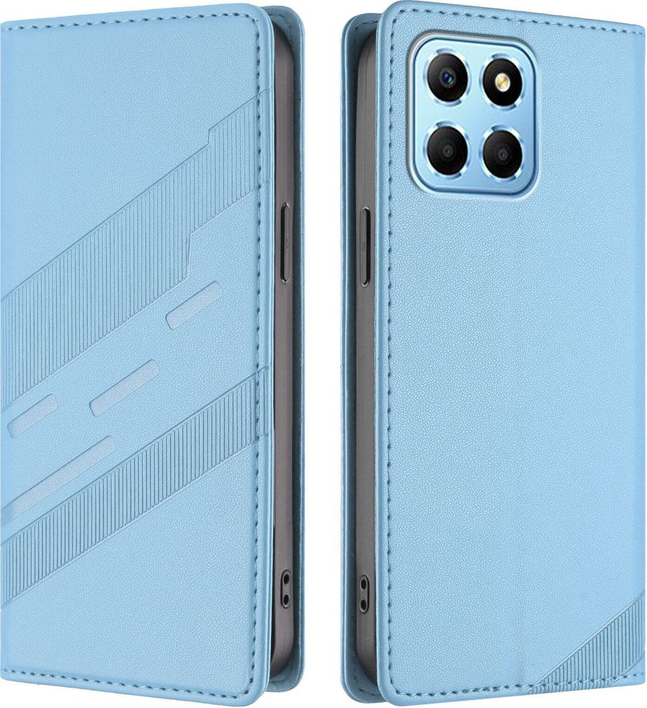 Hülle für Honor X8 5G/Honor X6 4G/Honor 70 Lite, Kunstleder Brieftaschen Handyhülle mit Kartenfach und Standfunktion Hellblau