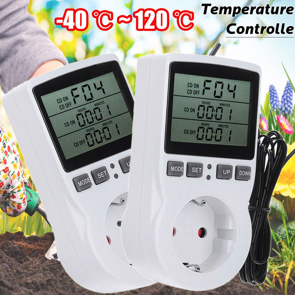 Temperaturregler Zeitschaltuhr 230V AC Timer Schalter Steckdose mit Sonde 