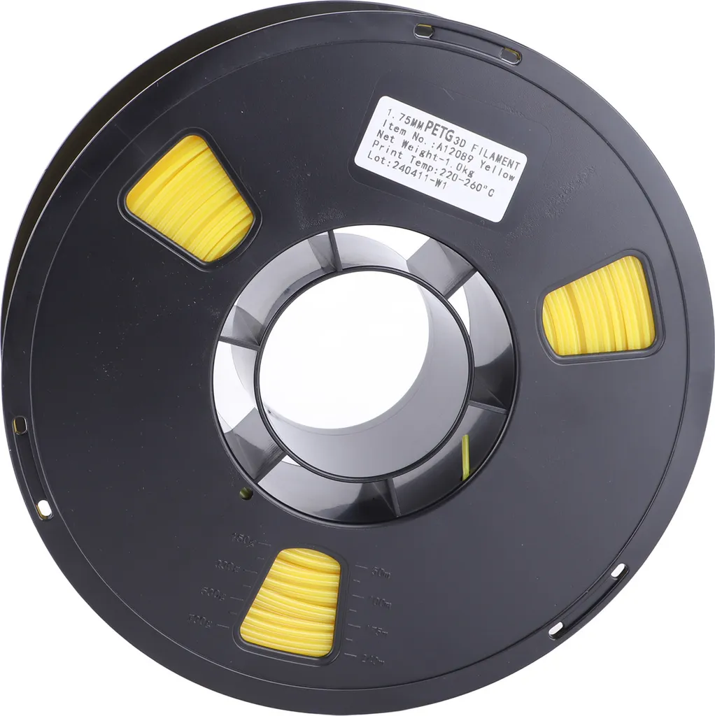 Consommable impression 3D jaune en filament PETG 1.75mm résistant