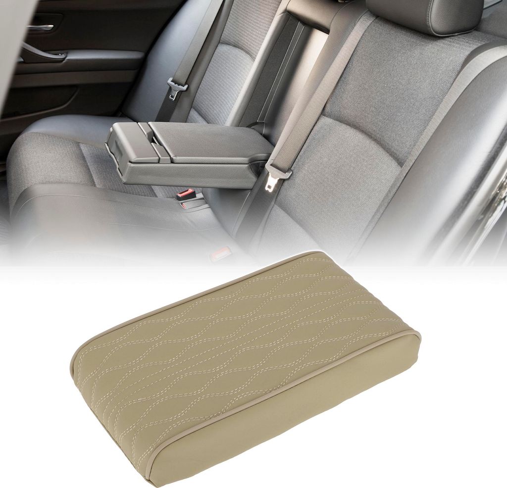 Center Console Kissen Pad 12.59"x6.69" Center Console Abdeckung Armlehne Sitzbox Abdeckung Kunstleder Beige