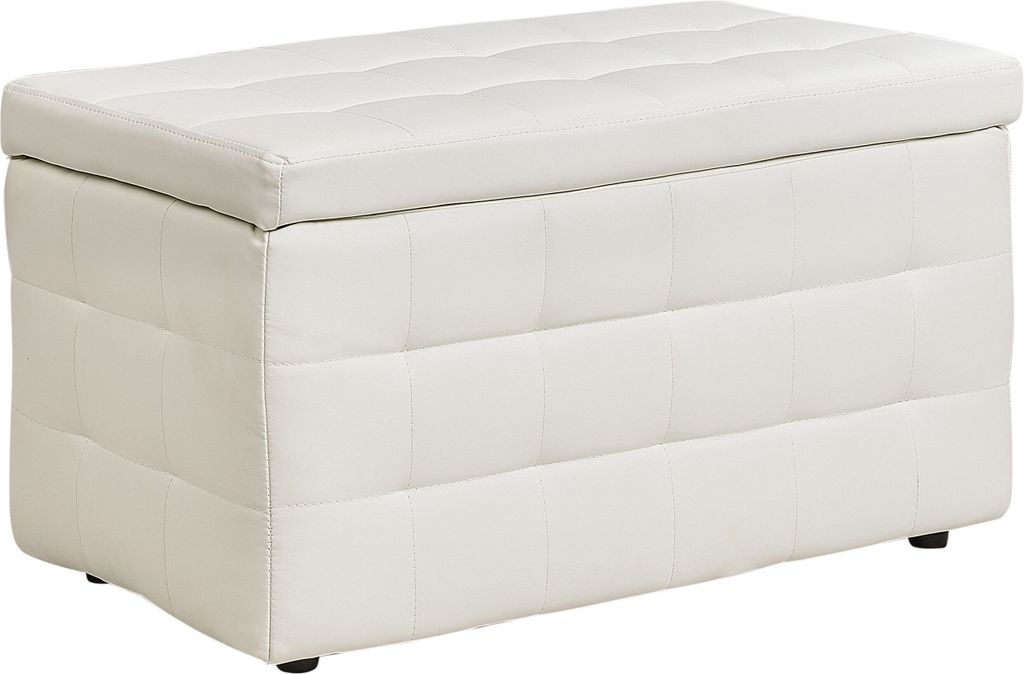 BELIANI Hocker Weiß Kunstleder Rechteckig mit Stauraum Deckel Steppung Modern Sitzbank Bettbank Fußbank Fußhocker Schemel Schlafzimmer Wohnzimmer
