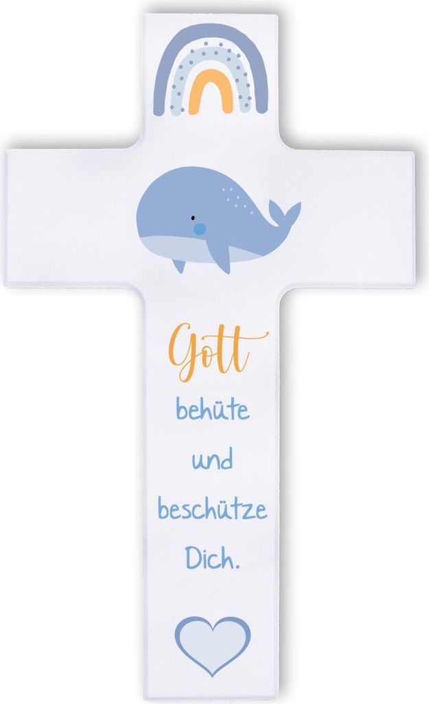 FRITZ COX Kinderkreuz "WAL" | christliches Geschenk für Kinder | "Gotte behüte und beschütze Dich" | von FRITZ COX blau,15cm