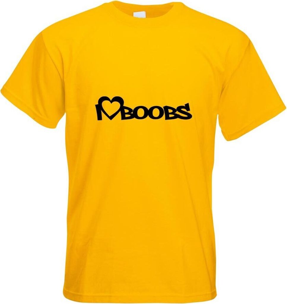 Kiwistar - T-Shirt - gelb - I Love Boobs Motiv Bedruckt Funshirt Design Print - mit Motiv Bedruckt - Funshirt Design - Sport - Freizeit - Herren - M