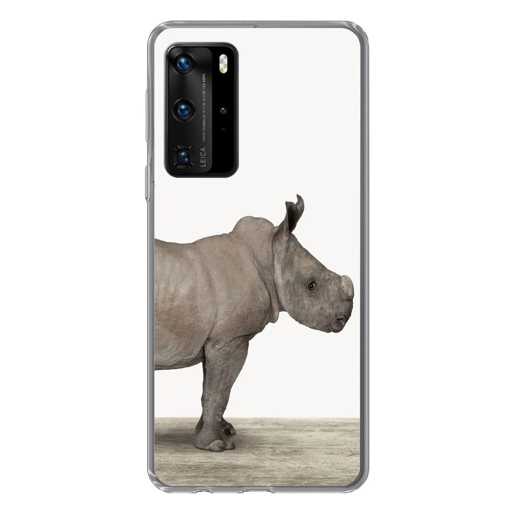 MuchoWow Handyhülle Schutzhülle Hülle für Huawei P40 Pro Rhinozeros - Tiere - Jungen - Mädchen Silikon Softcase Handy Hülle - Schutz