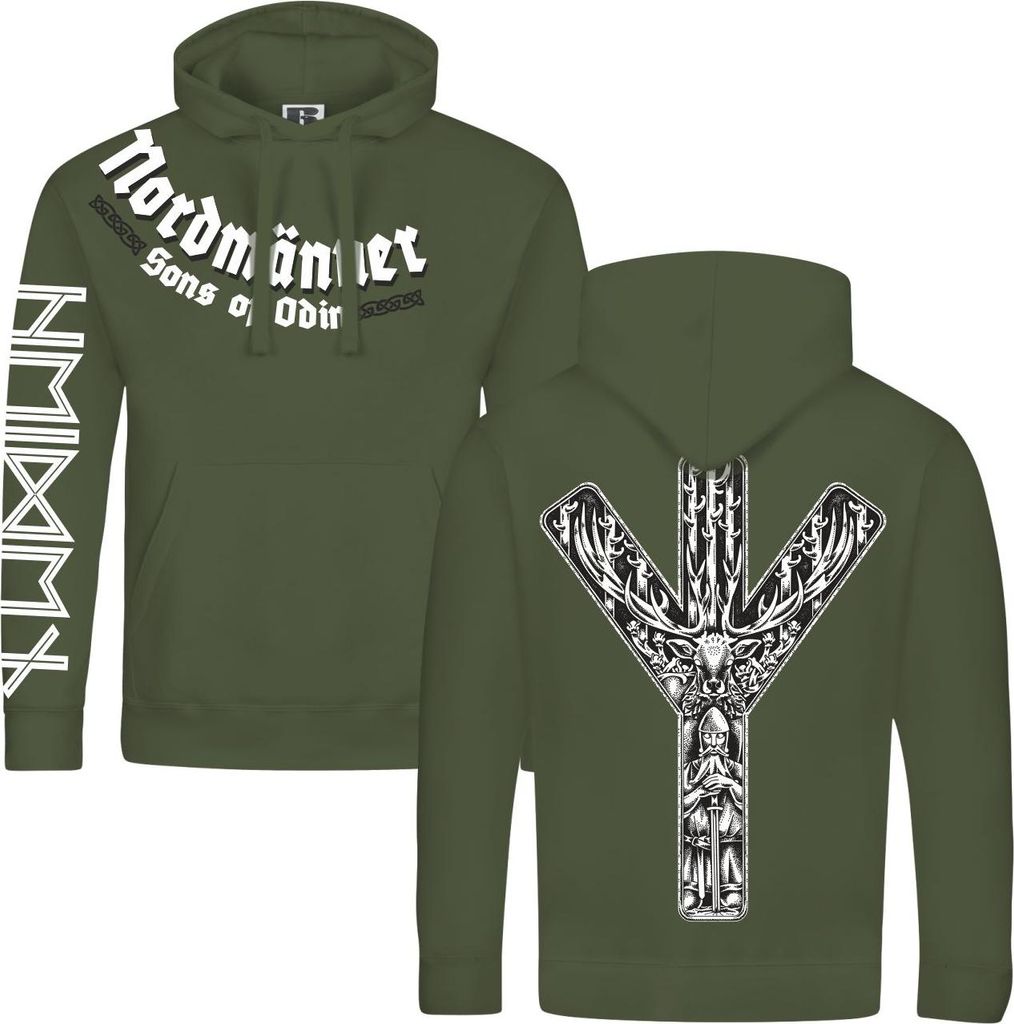 Herren Kapuzenpullover Nordmänner Algiz