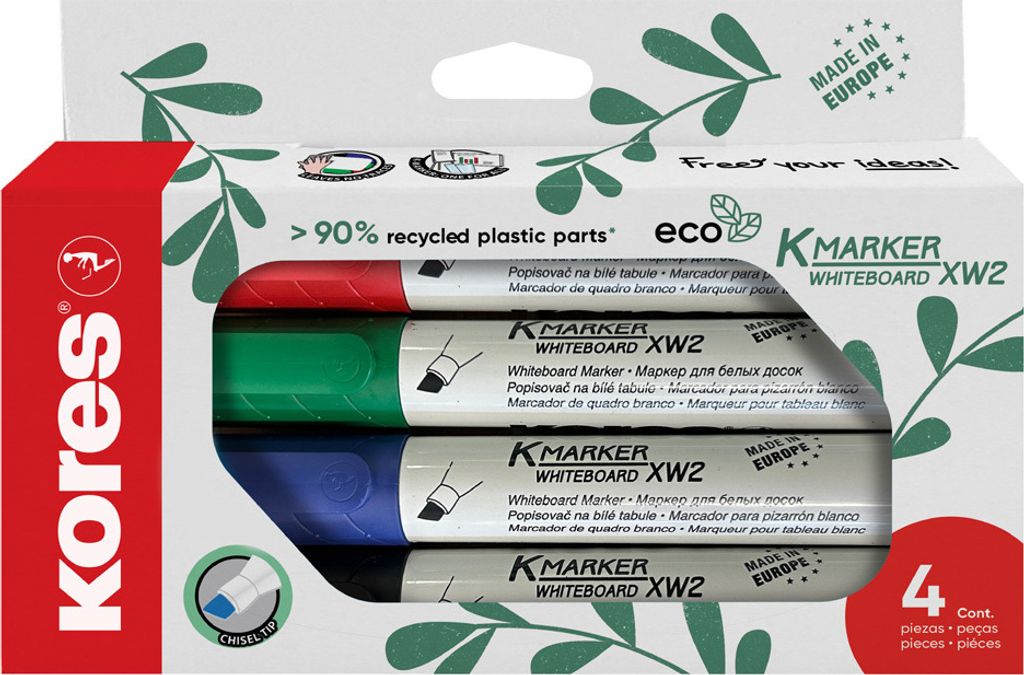 Kores Whiteboard- & Flipchart-Marker "ECO XW2" 4er Etui