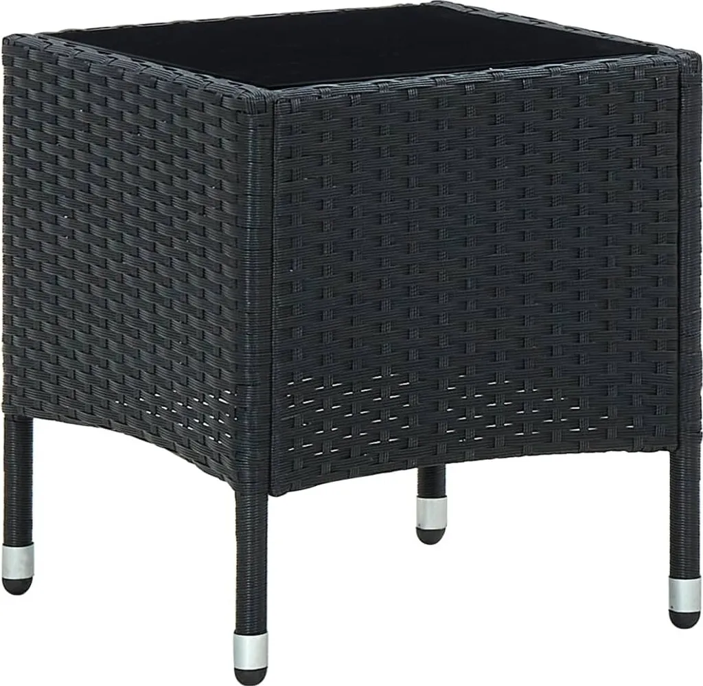 Tavolino da Caffè Esterno 40x40 Poly Rattan Nero The Living Store