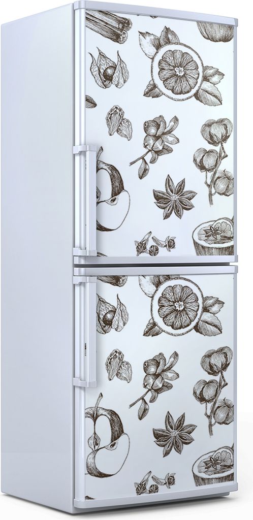 Kühlschrankdekoration 70x180 cm Aufkleber auf dem Kühlschrank - Orange Apfel Cranberry Zimt