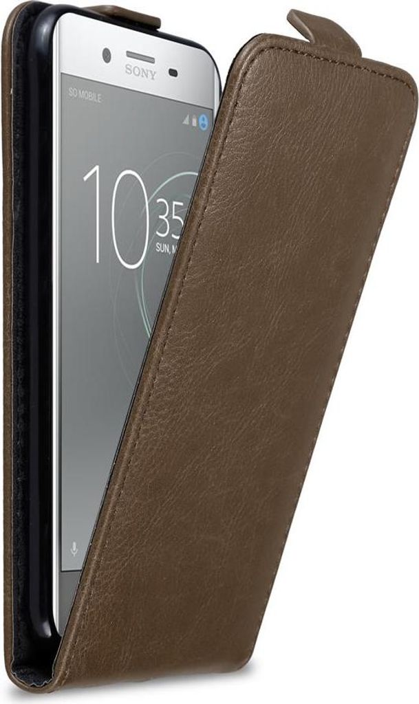 Cadorabo Hülle für Sony Xperia XZ PREMIUM Schutz Hülle in Braun Flip Etui Handyhülle Case Cover