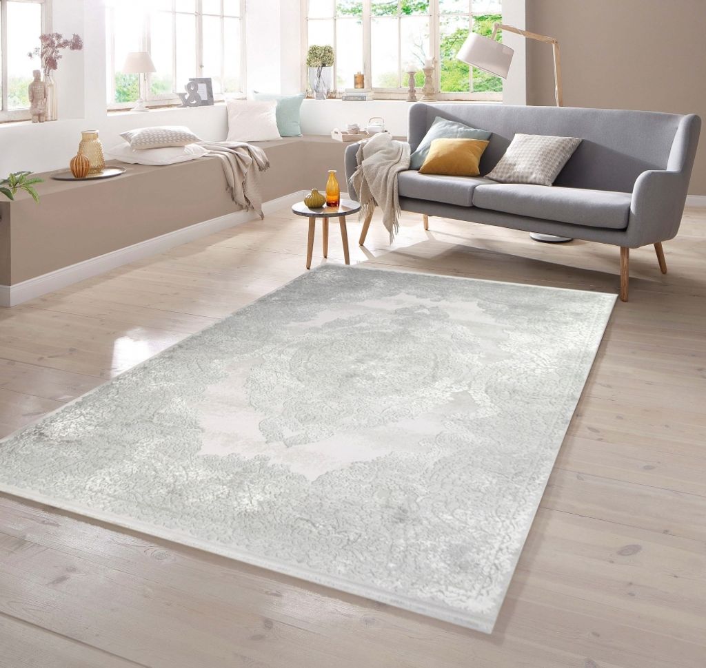 Orientteppich mit klassischen Ornamenten in Grau Größe - 80 x 150 cm