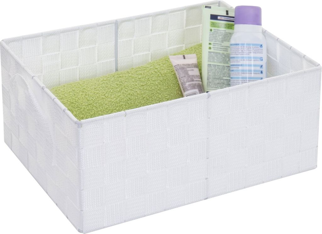 Aufbewahrungskorb MCW-C37, Dekokorb Korb Körbchen Aufbewahrung Regalkorb Deko 14x31x23cm weiß