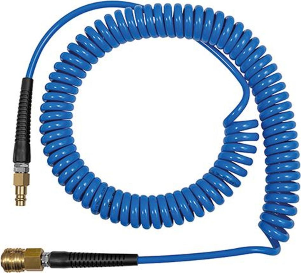Riegler Spiralschlauch Polyurethanblau, Kupplung u Stecker NW7,2 12x8mm, 10m